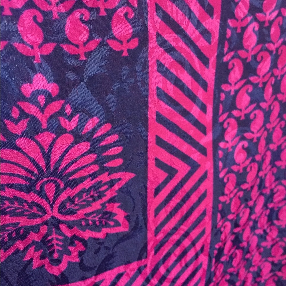 Vintage silk tunic hot pink magenta blue navy sari - Picture 4 of 6